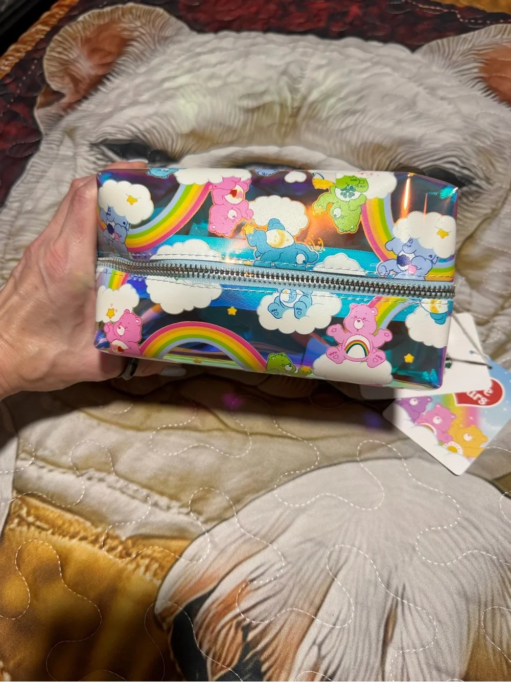 NWT Care Bears x Skinnydip Holographic Rainbow Makeup Bag